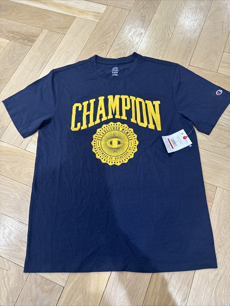 Champion mens Established Gaphic Tee - Navy Small Brand New W Tag