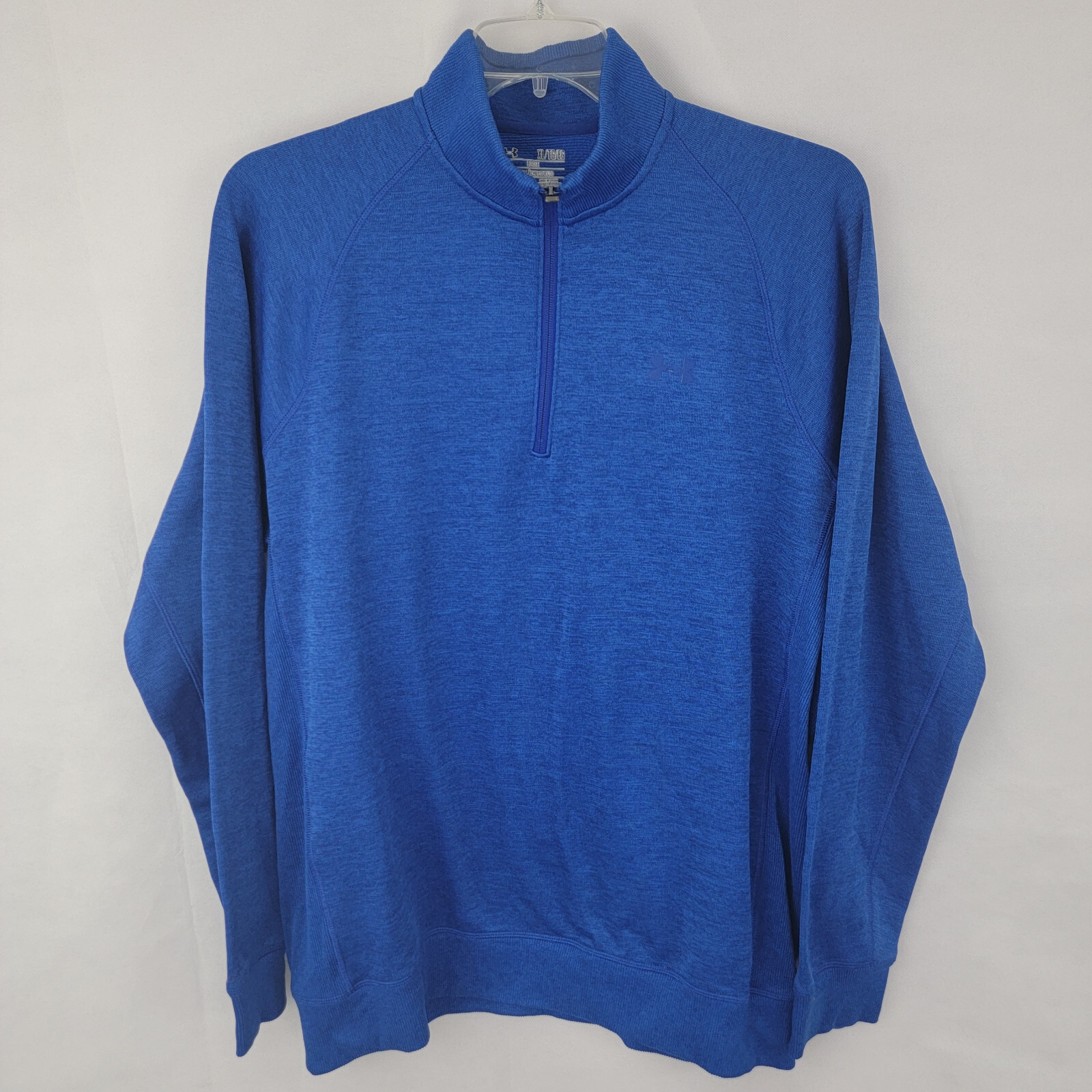 UNDER ARMOUR Mens 1/4 Zip Sweater Sz XL Storm Sweaterfleece BLUE Coldgear Loose gallery