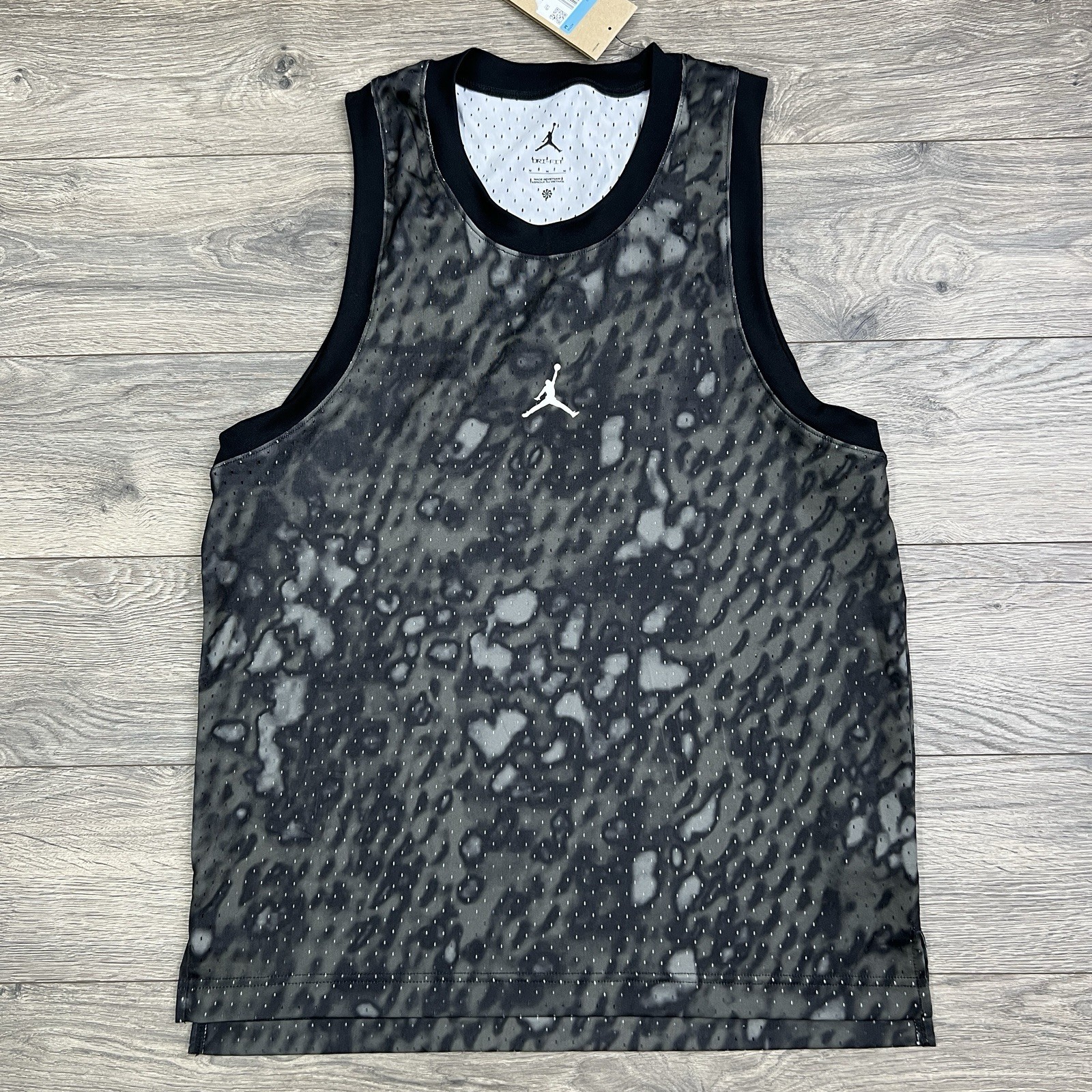 Jordan Basketball Jersey Tank Sz Medium Mens Black Dri Fit Sport Mesh $55 gallery