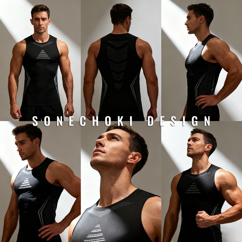 Men Compression Shirt Version Ionic Shaping Sleeveless Vest Sport Tank Top S-2XL gallery