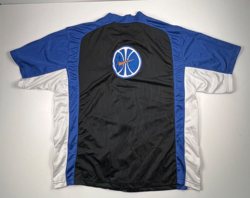 Nike Team Sports Shirt Mens XL Blue Full Zip Swoosh Basketball Red Tag Vintage gallery