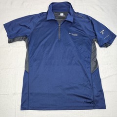 Columbia Titanium Omni-Freeze Zero Men’s M Polo Shirt Short Sleeve 1/4 Zip Blue