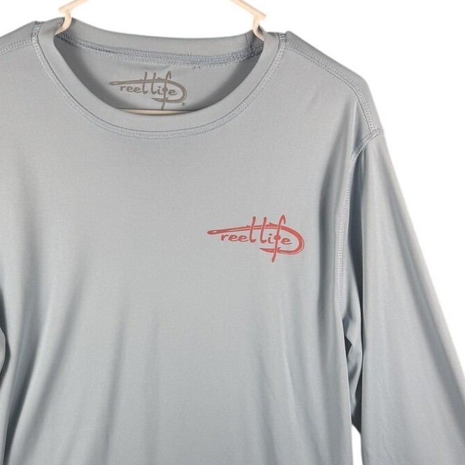 Reel Life Shirt Mens Medium Blue Long Sleeve American Flag Performance Fishing gallery