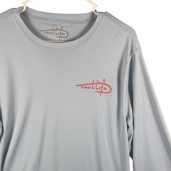 Reel Life Shirt Mens Medium Blue Long Sleeve American Flag Performance Fishing