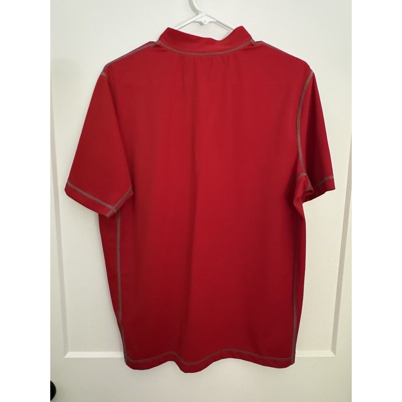 Lands End Performance Shirt Mens L Large Red Gray Quarter Zip Sweat Wicking gallery