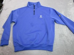 East Lake Pullover Mens Large Blue Quarter Zip Golden Shamrock Golf Shirt Top