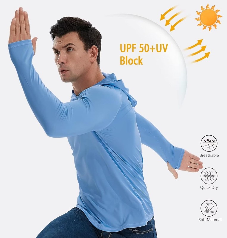 3 Pack Men's UPF 50+ Sun Protection Lightweight Hoodie Performance Long Sleeve gallery