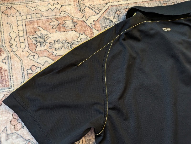 Adidas SAMPLE 3 Button Yellow Stripe Contrast Stitch Black Jersey Climalite L gallery