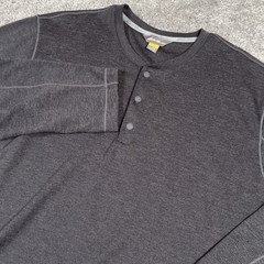 Eddie Bauer Shirt Mens TXL Tall Gray Travex Long Sleeve Henley Snap