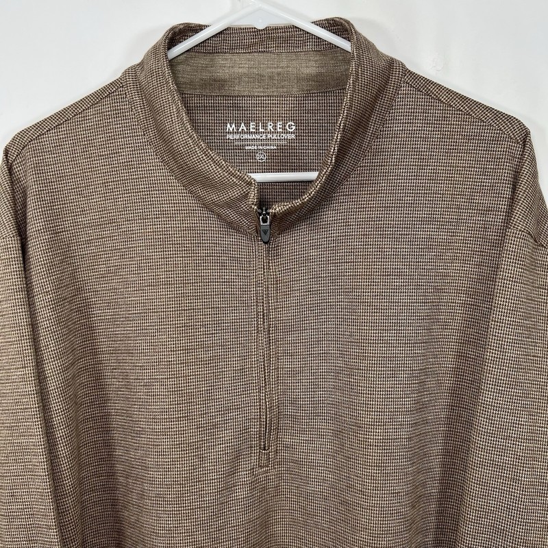 Maelreg 1/4 Zip Performance Pullover Mens 2XL XXL Brown Houndstooth Performance gallery