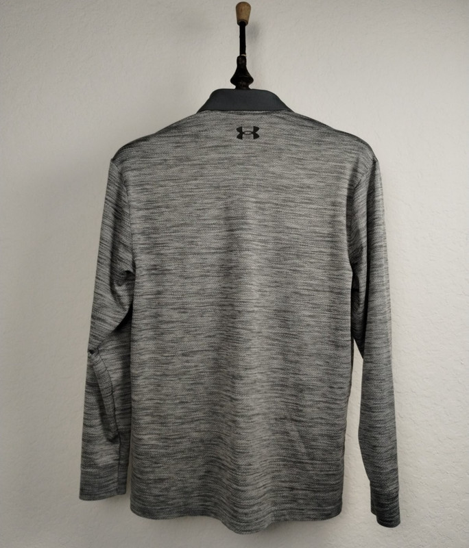 Under Armour Long Sleeve Polo Shirt Mens Small Gray Golf Athletic Performance gallery