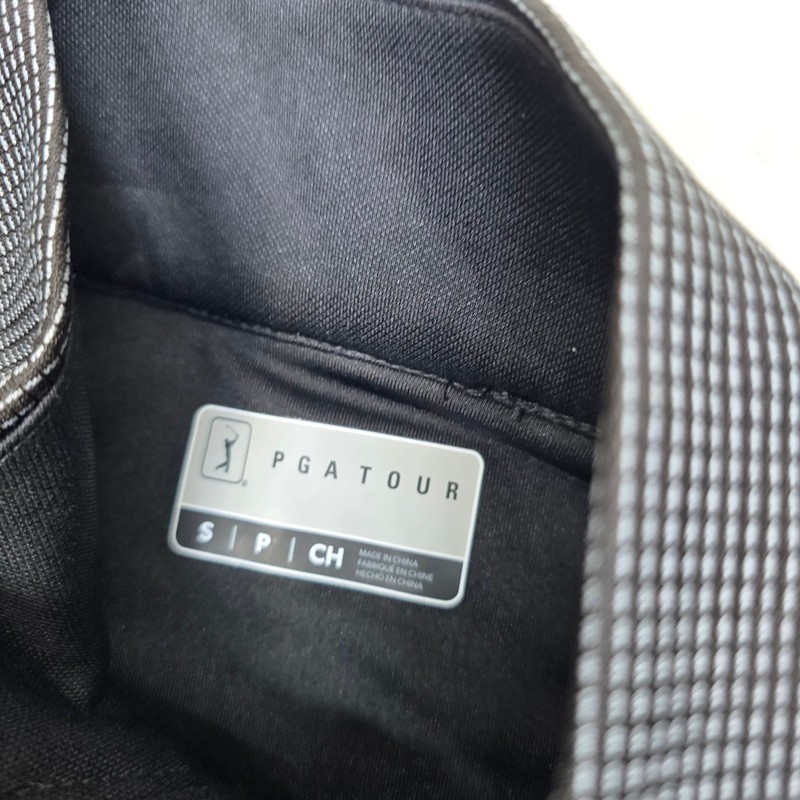 PG TOUR Pullover Golf Shirt Men's Small Black Gray Micro Dot Quarter Zip NEW gallery