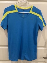 Nike Dri-FIT Women’s Blue and Neon Yellow Athletic Tee Shirt Size Large