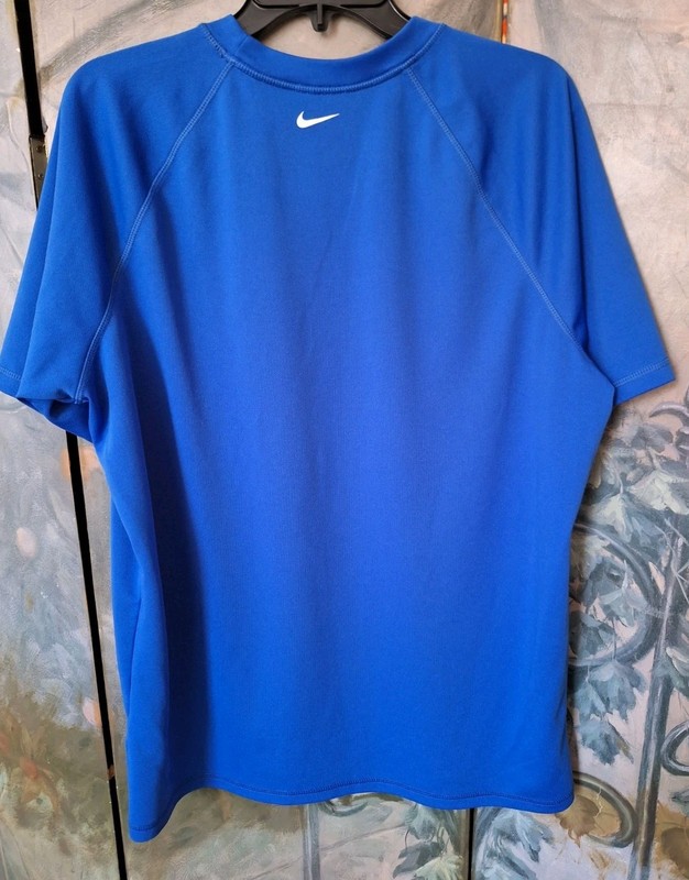 Nike Swim Dri Fit Mens Shirt Royal Blue Block Letters Logo UPF 40+ SZ XL gallery