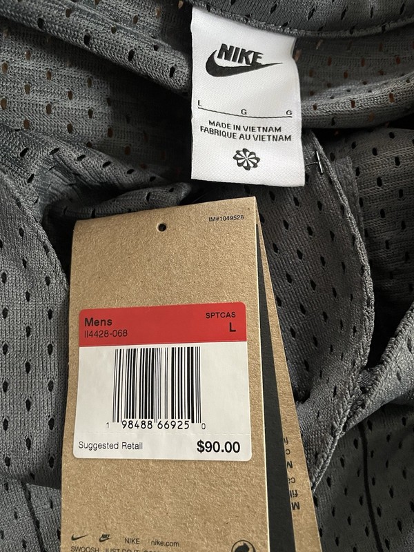 Nike Sportswear Club Gray Black Mesh Baseball Jersey Men's Size Large gallery
