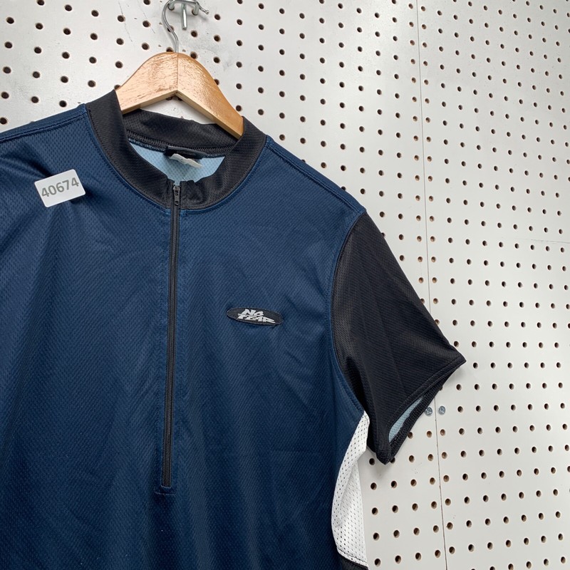 Vintage 90s No Fear Cylcing Jersey Mens Large Blue 1/2 Zip Pullover USA 20x27 gallery