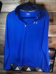 Under Armour Run Men’s Blue Polyester Fitted Mock Neck 1/4 Zip Pullover M