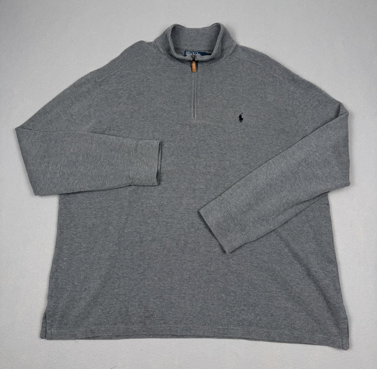 Polo Ralph Lauren Pullover Mens XL Gray 1/4 Zip Sweater Preppy Casual gallery