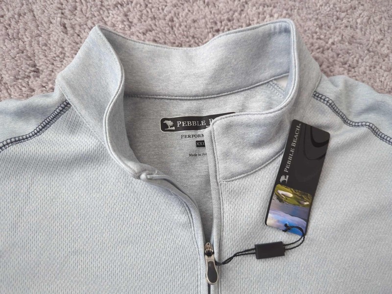 Pebble Beach Pullover Mens XXL Gray Long Sleeve 1/4Zip Poly Performance NEW gallery