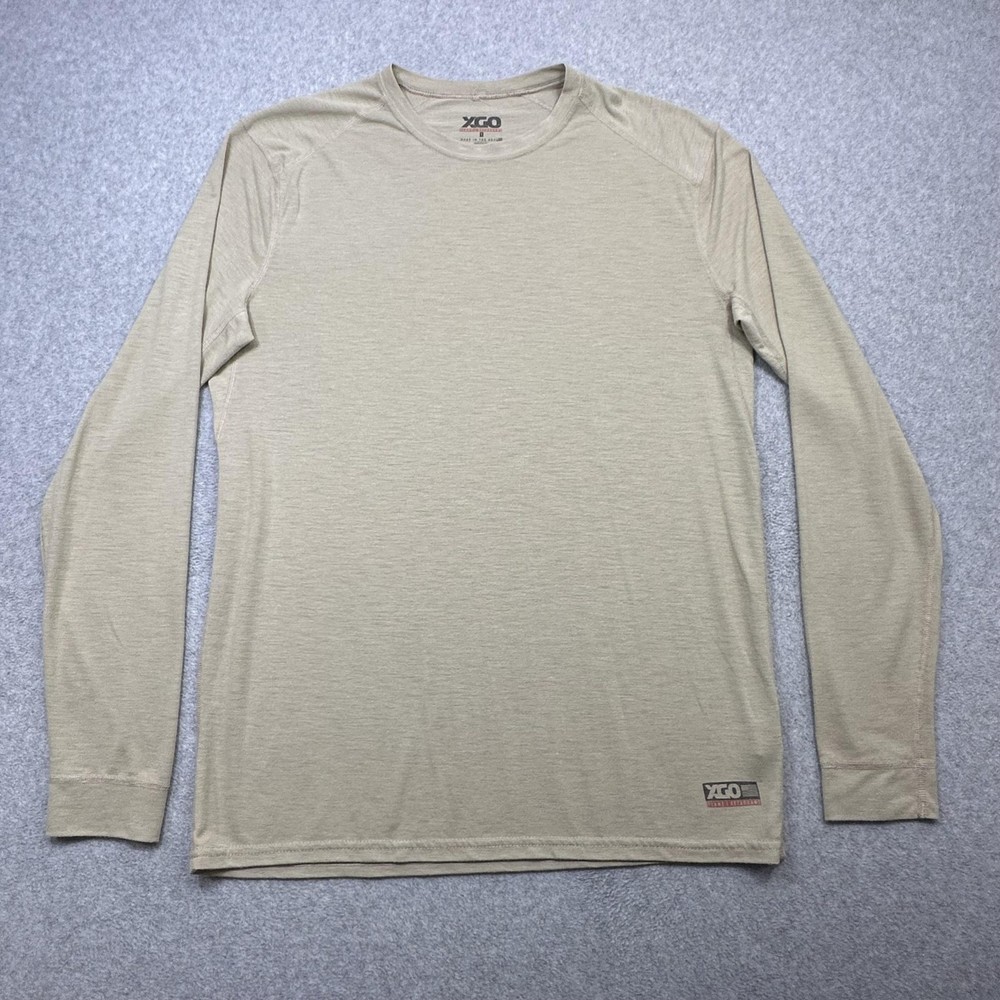 XGO FR Shirt Mens Medium Beige Flame Resistant Long Sleeve Base Layer USA Work