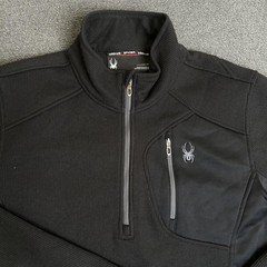 Spyder Fleece Pullover Mens Large Black 1/4 Zip Long Sleeve Ski Outdoor