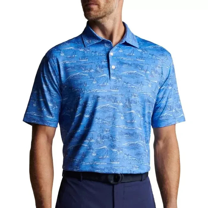 PETER MILLAR Summer Comfort Men’s Golf Polo Shirt Italian Escape Print -L - NWT gallery