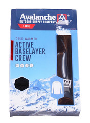 Avalanche Outdoor Supply Men’s L Black Long Sleeve Base Layer Crew Neck Shirt