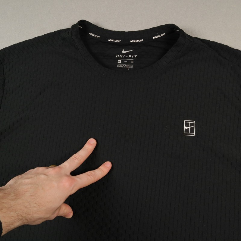 Nike Court Tennis Checkered T-Shirt Men's 2XL Black Stretch Activewear 855279 gallery