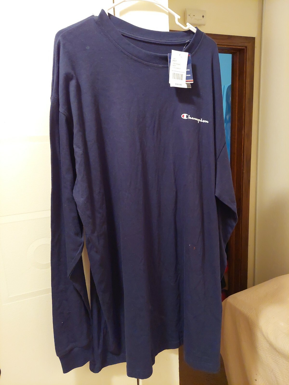 REMARKABLE LS PULL OVER SHIRT BY CHAMPION NAVY BLUE W INSIGNIA S 36 IN. L 37 IN. gallery