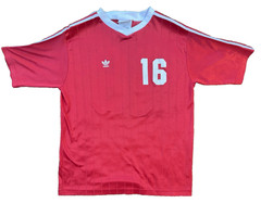 Vintage ADIDAS 80’s 90’s Red Soccer Jersey 3 Stripe Adult Large Made in USA #16