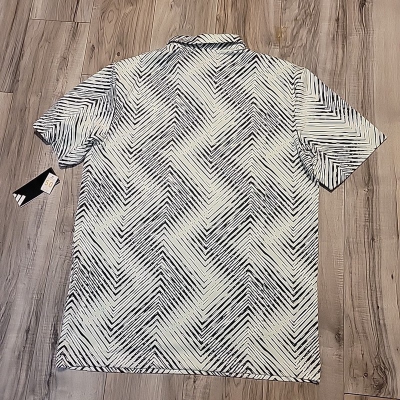 Adidas Mens Medium Mint Green Blue Geometric UPF 50 Ultimate365 Golf Polo Shirt gallery
