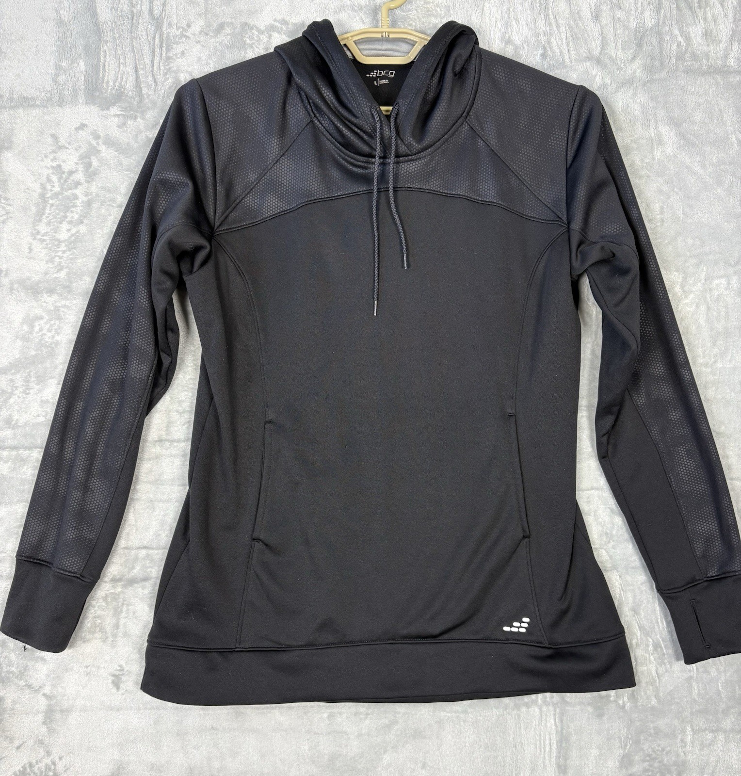 BCG Men’s Long Sleeve Sweatshirt Hoodie Black Size L Leisure Athletic Wear gallery