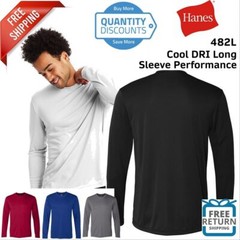 Hanes 482L Adult Cool DRI with FreshIQ T Shirt Long-Sleeve Performance T-Shirt