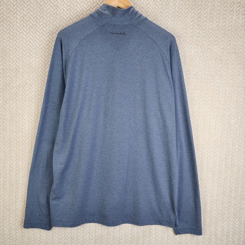 Travis Mathew Cloud 1/4 Zip Pullover Men's XL Blue Gray Stripe Golf Performance gallery