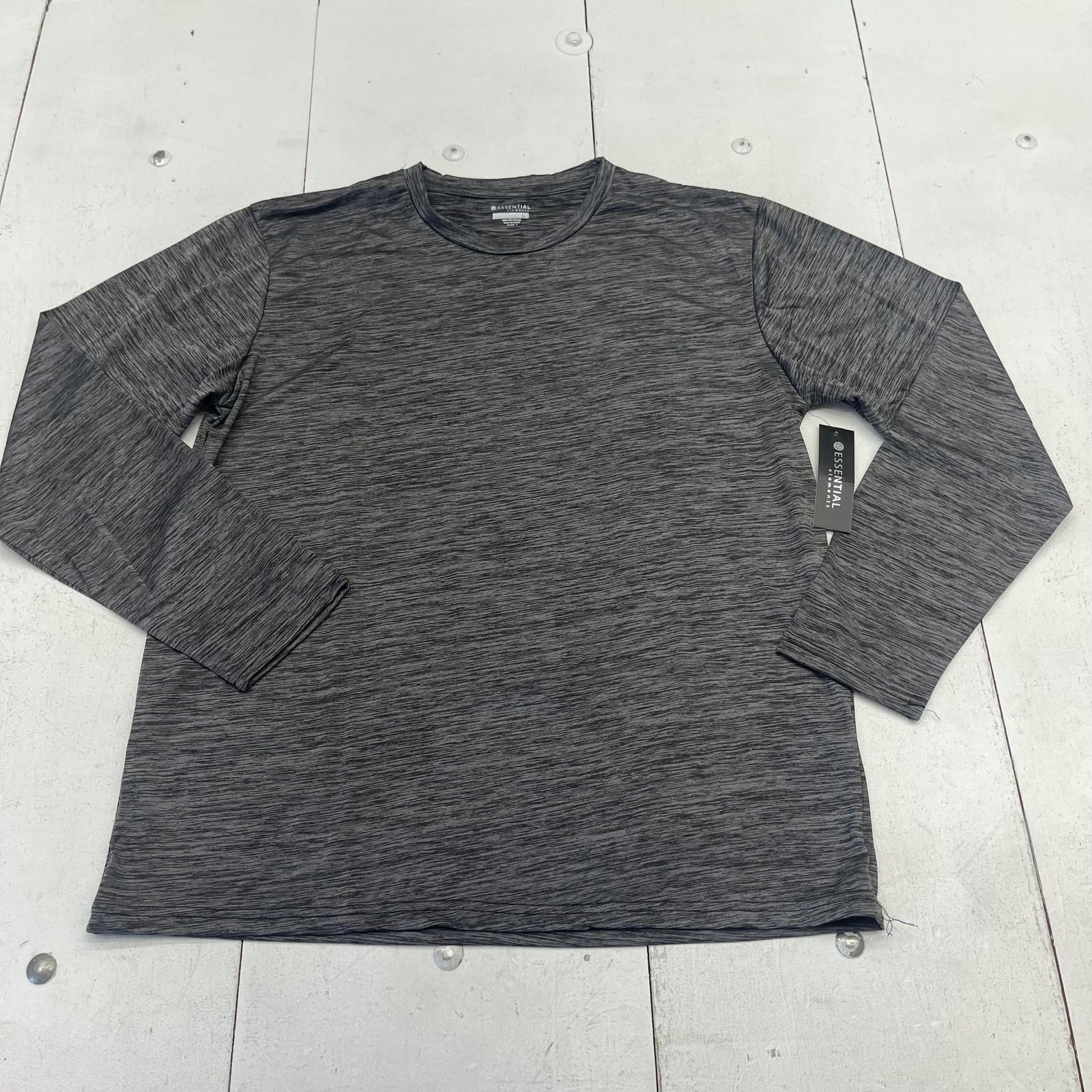 Essential Elements Shirt Mens Large Gray Long Sleeve Crewneck Performance Tee gallery