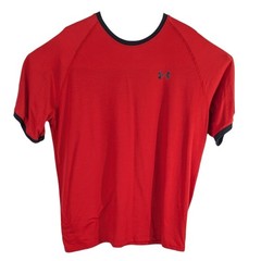 Mens Under Armour Red and Black T Shirt Loose Fit Heat Gear Size XL Tee