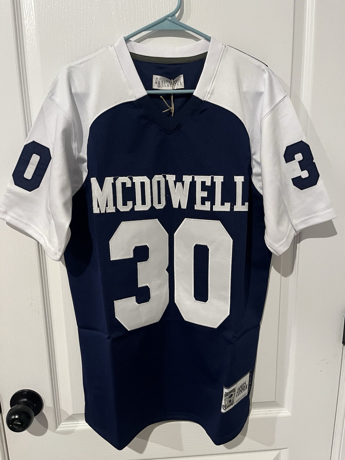 Authentic Classics McDowell #30 Conner Football Jersey Blue White Men’s M NWT gallery