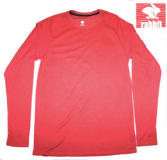 Rabbit Running Pullover Baselayer Shirt Mens M Orange Heathered Wool Blend Tee