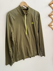 REI 1/2 Zip Pullover Shirt In Green Men’s Sz XL Lightweight Thumb Holes Stretch