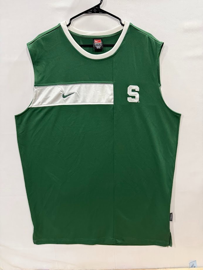 Vintage Nike Team Elite Dri Fit MSU Spartans Sleeveless Shirt Mens M Green White gallery