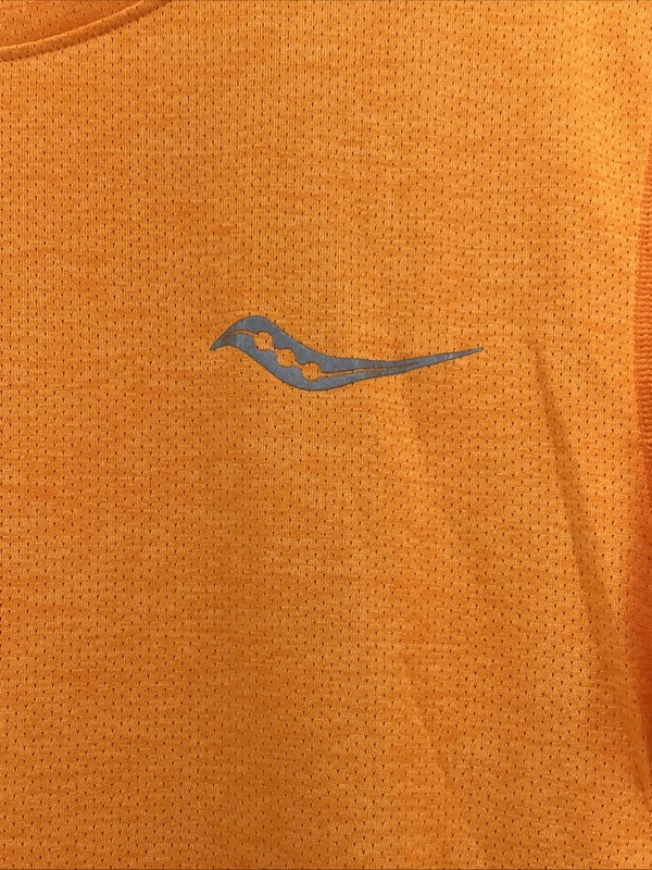 Saucony Orange Shirt Mens Small Stopwatch Graphic Short Sleeve - Polyester gallery