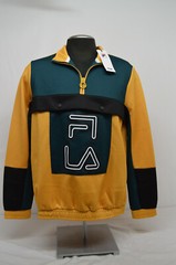 NEW Fila Block Color Pullover Men’s Size LARGE Green/Yellow Retro 90’s