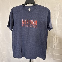 MERIDIAN SKATEBOARD Roses & Checkered Flag Unisex Skate T-Shirt LG Gray