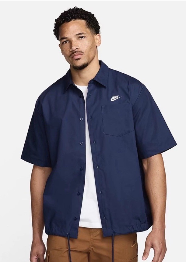 Nike Club Oxford Blue Button-Up Short Sleeve Shirt FN3902-410 Men's Size Small gallery