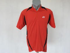 Yonex Mens Activewear Jersey Red 1/4 Zip Badminton Tennis Shirt Size S