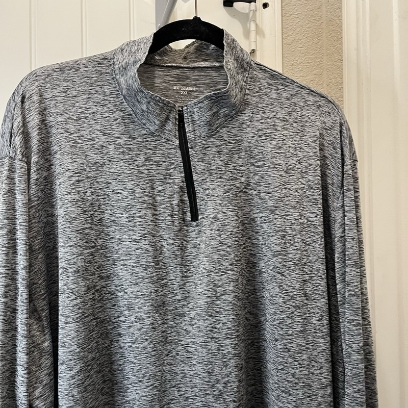Real Essentials Gray Space Dye Quarter Zip Pullover Long Sleeve Shirt Mens 2XL gallery