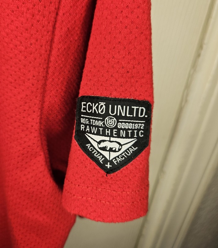 Y2K Ecko Unltd Red Mesh Shirt Men Large Short Sleeve Embroidered Logo Streetwear gallery