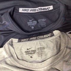 Lot Of 2 Nike Pro Combat Men’s L Fitted Sleeveless Tank Dry Fit Blue Gray