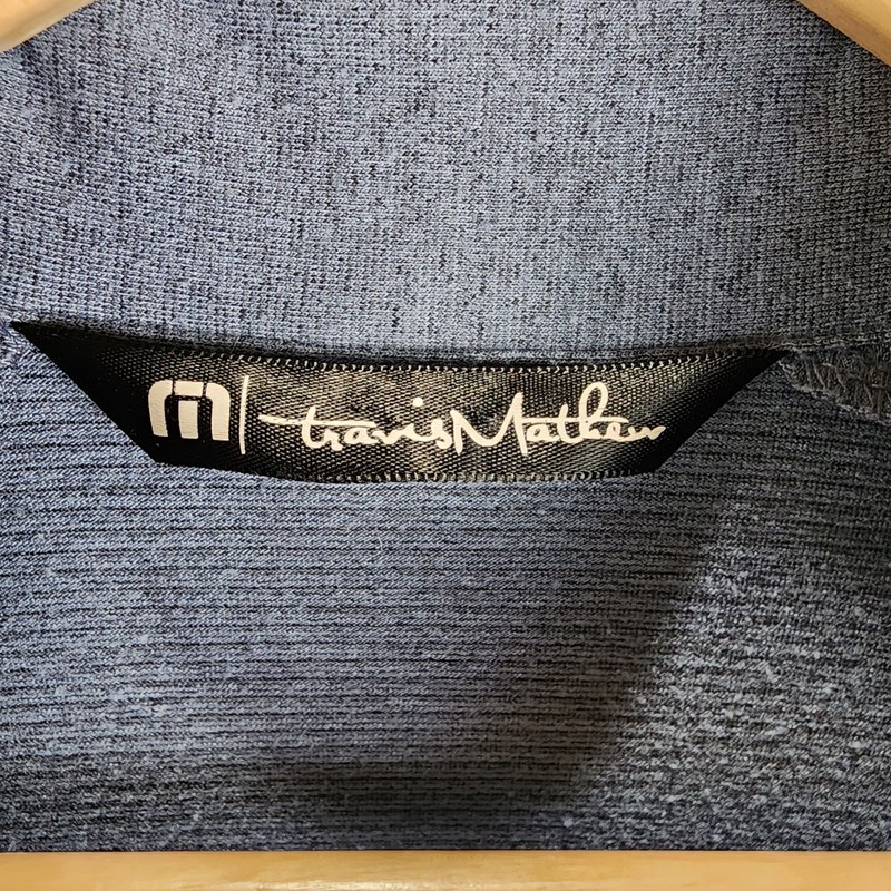 Travis Mathew Cloud 1/4 Zip Pullover Men's XL Blue Gray Stripe Golf Performance gallery