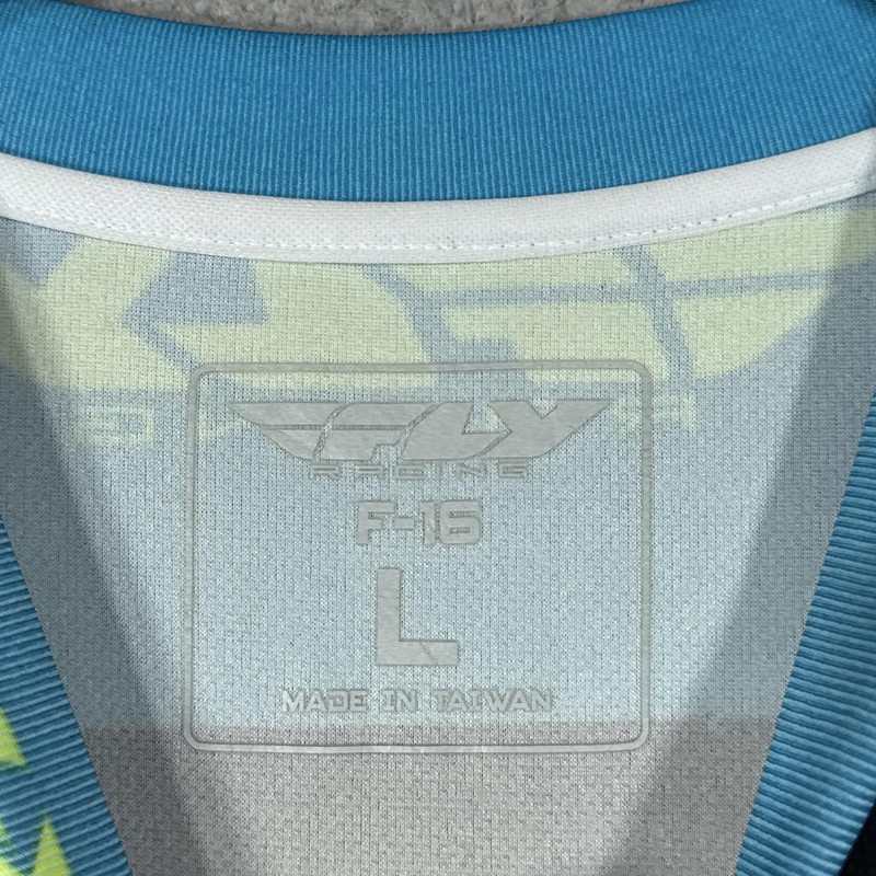 Fly Racing Jersey Mens Large Blue F-16 Motorcycle Long Sleeve V-Neck Performance gallery